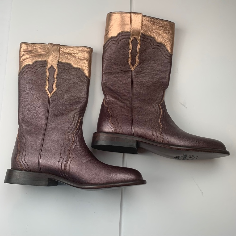 Lucchese Metallic Bronze Rose Gold Boots Size 6B - Picture 2 of 13